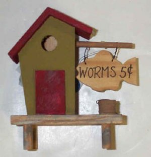 Nautical boathouse with worm sign