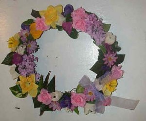 Handmade grapevine wreath with silk flowers