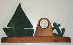 Nautical sailboat & anchor clock