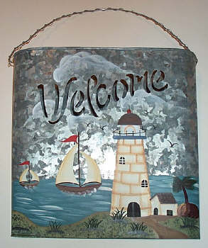 Lighthouse Tin Wall Pocket - Click Image to Close