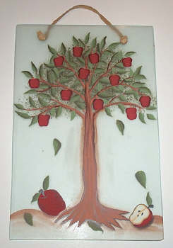 Glass Apple Tree Plaque - Click Image to Close