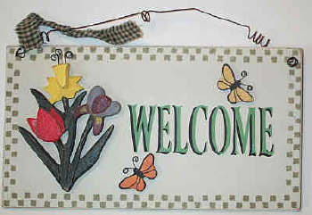 Welcome Flowers Plaque