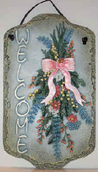 Flower Swag Welcome Plaque