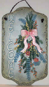 Flower Swag Welcome Plaque - Click Image to Close