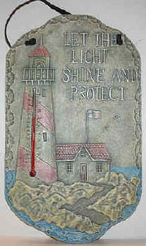 Lighthouse Plaque with Thermometer - Click Image to Close