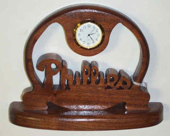 Phillies Baseball Clock in Mahagany (exotic wood) - Click Image to Close