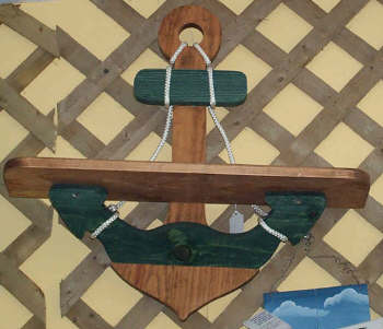 Nautical Wood Anchor Shelf with Rope
