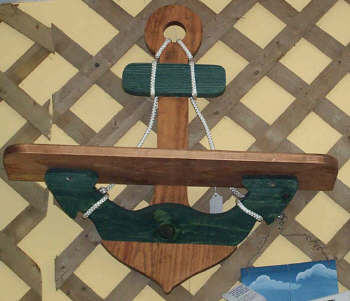 Nautical Wood Anchor Shelf with Rope - Click Image to Close